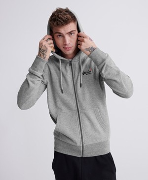 Superdry Orange Label Classic Loopback Cipzár Férfi Kapucnis Pulóver Titán | FEZVA1798